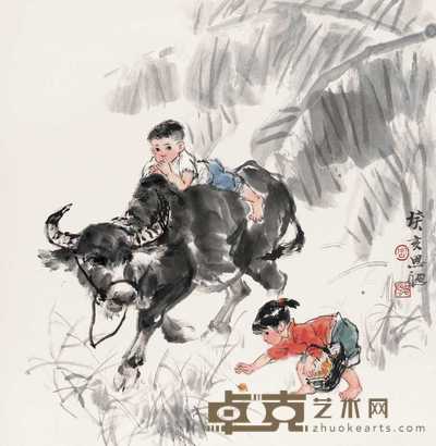 周思聪 童趣图 立轴 69×68cm